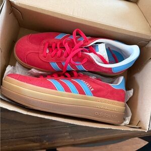 Adidas Gazelle Red and Blue Shoes